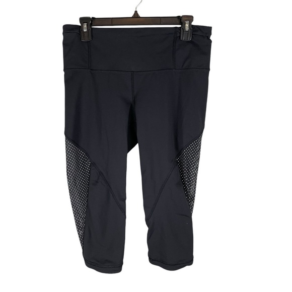 Lululemon Black Reflective Dot Running Crop Leggings - Size 10 - Picture 2 of 7